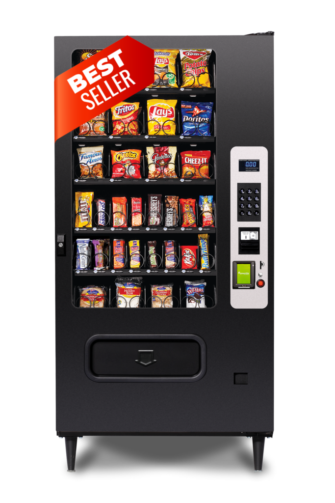 Snack vending machine with spiral product trays